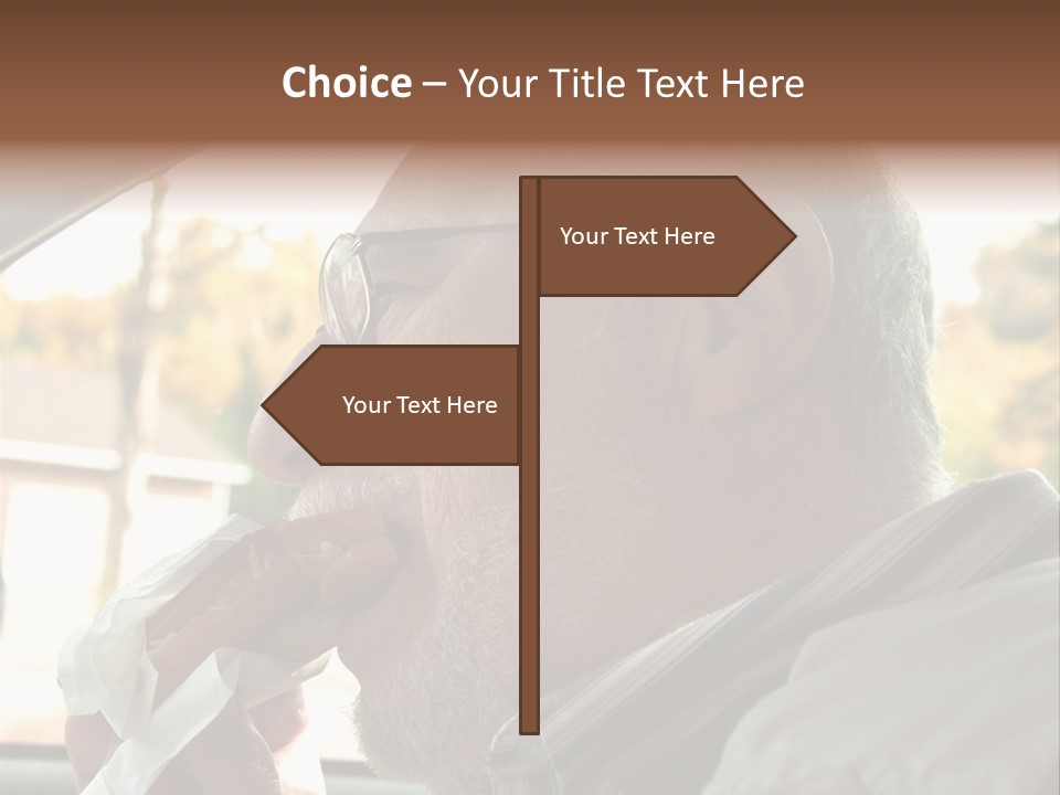 A Man In A Car Eating A Hot Dog PowerPoint Template