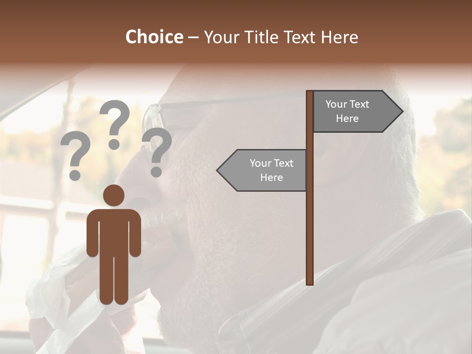 A Man In A Car Eating A Hot Dog PowerPoint Template