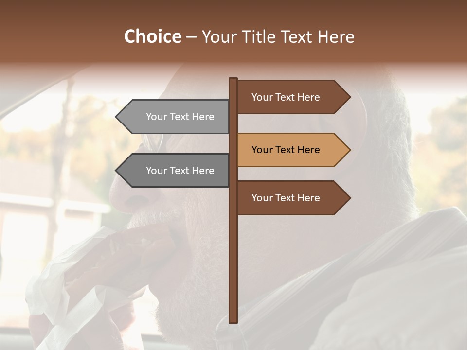 A Man In A Car Eating A Hot Dog PowerPoint Template