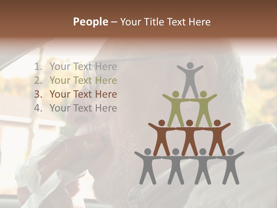 A Man In A Car Eating A Hot Dog PowerPoint Template