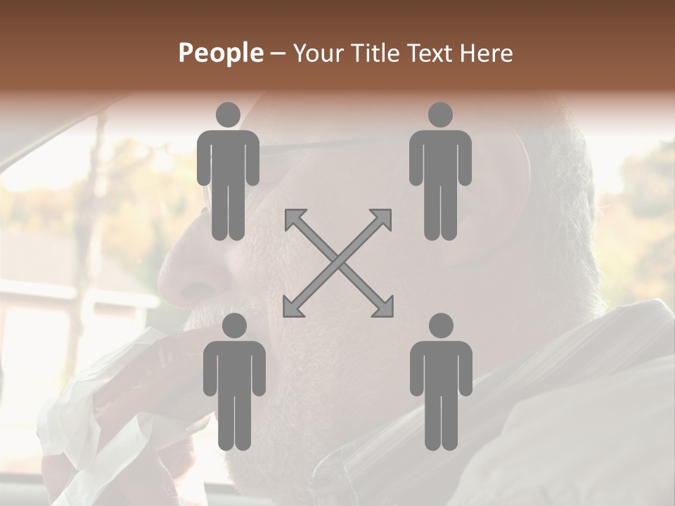 A Man In A Car Eating A Hot Dog PowerPoint Template