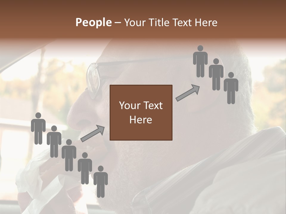 A Man In A Car Eating A Hot Dog PowerPoint Template