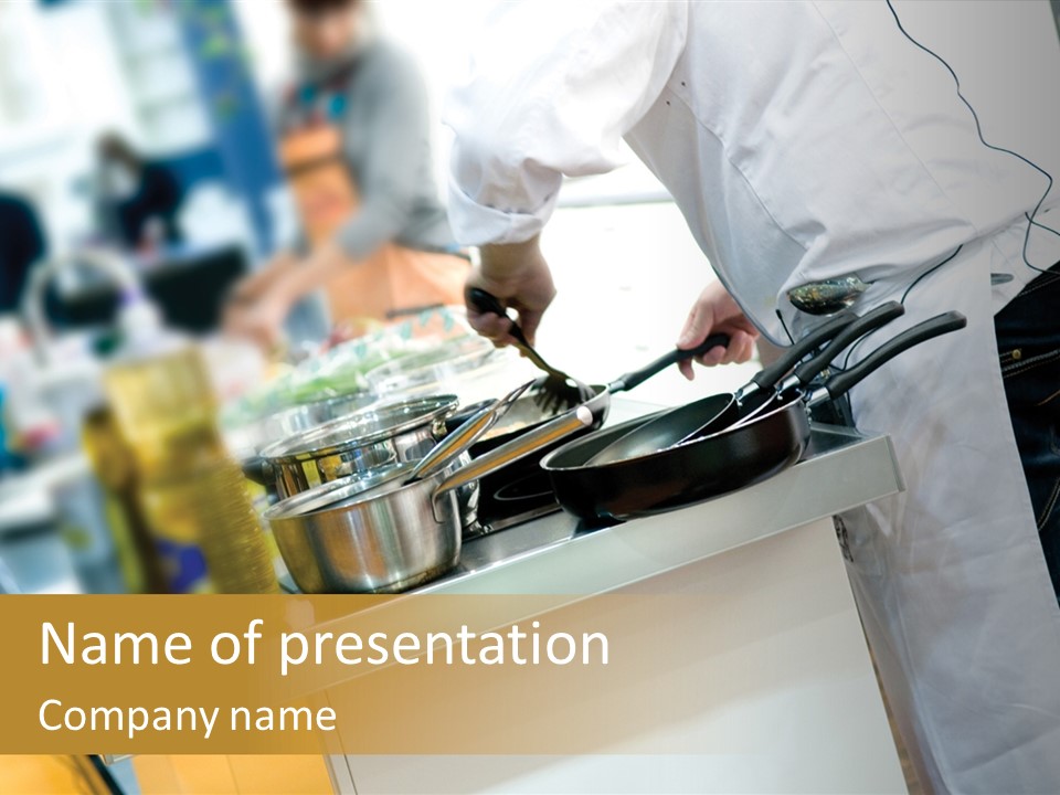 A Chef Is Preparing Food In A Kitchen PowerPoint Template