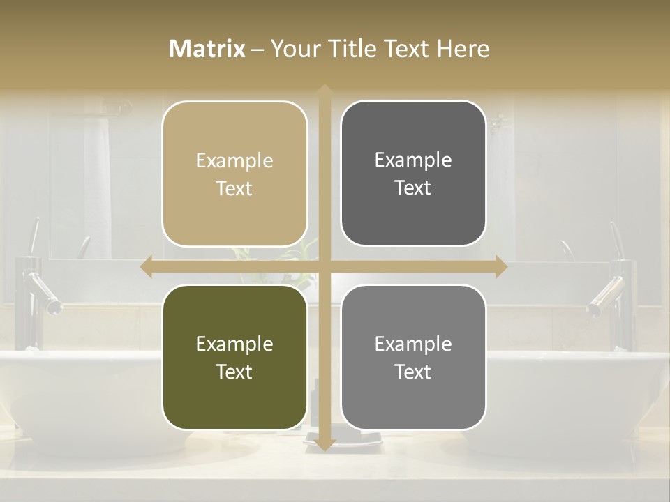 A Bathroom With Two Sinks And A Bamboo Plant PowerPoint Template