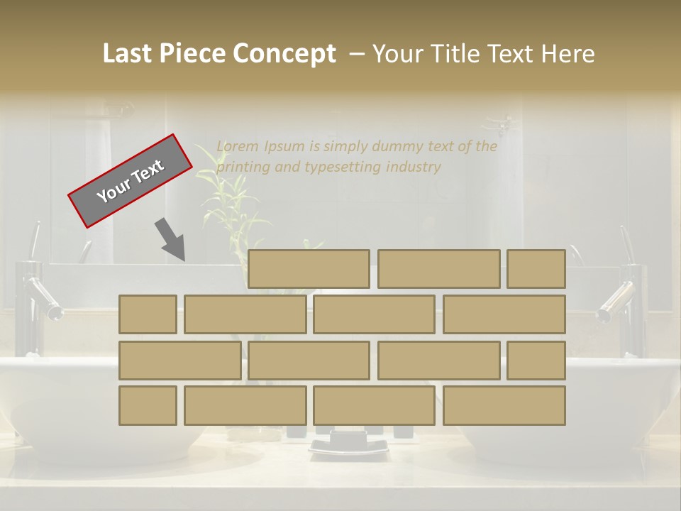 A Bathroom With Two Sinks And A Bamboo Plant PowerPoint Template