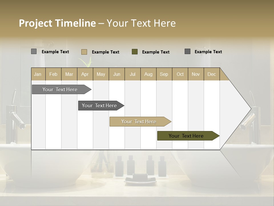 A Bathroom With Two Sinks And A Bamboo Plant PowerPoint Template