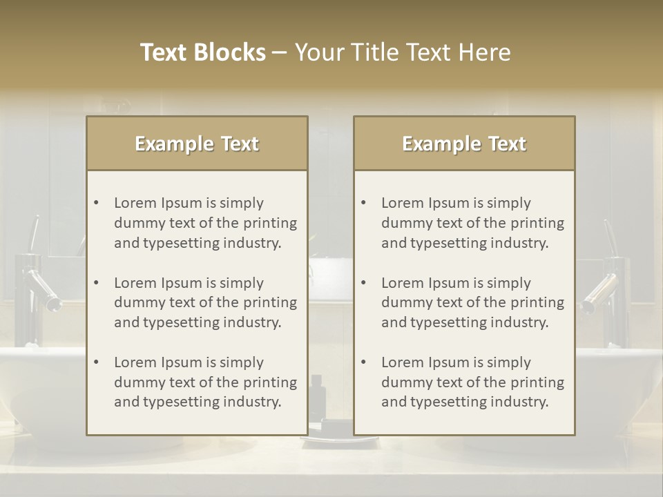 A Bathroom With Two Sinks And A Bamboo Plant PowerPoint Template