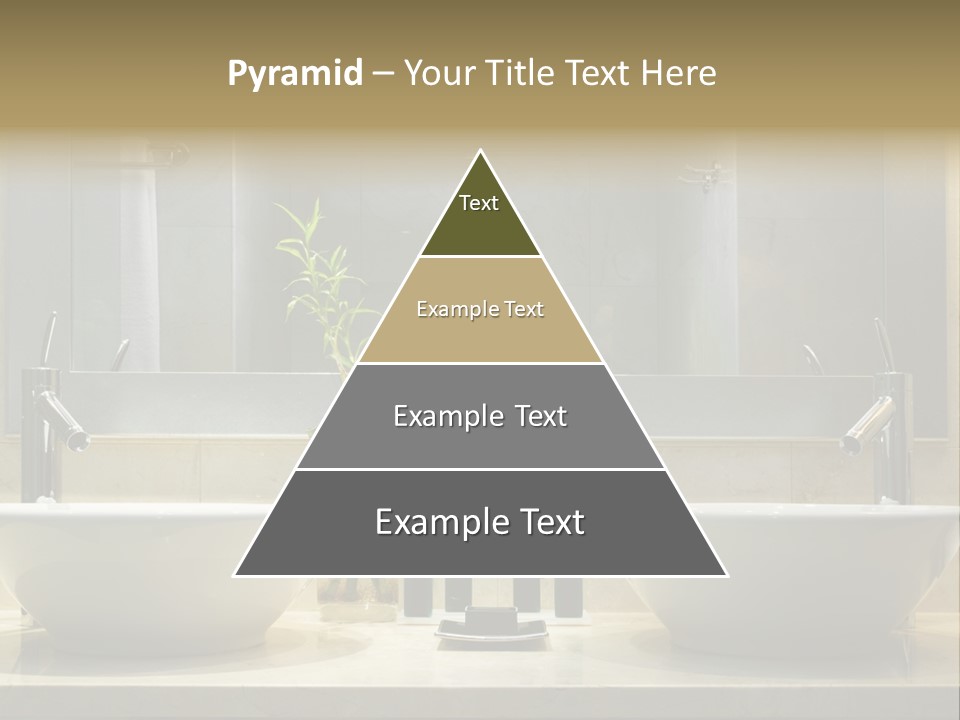 A Bathroom With Two Sinks And A Bamboo Plant PowerPoint Template