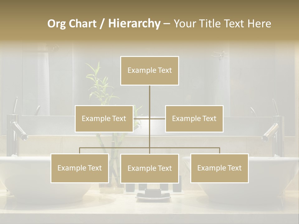 A Bathroom With Two Sinks And A Bamboo Plant PowerPoint Template