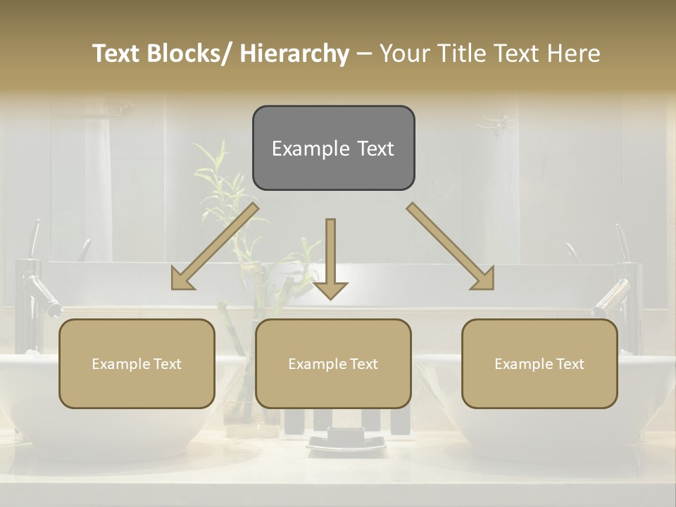 A Bathroom With Two Sinks And A Bamboo Plant PowerPoint Template