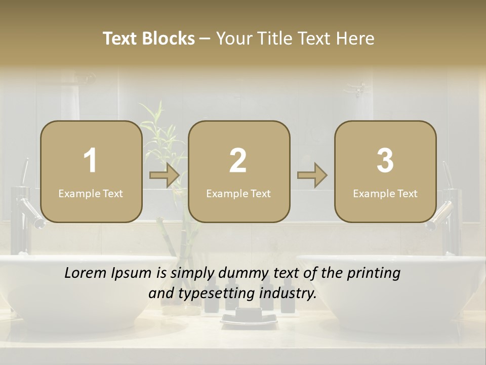 A Bathroom With Two Sinks And A Bamboo Plant PowerPoint Template