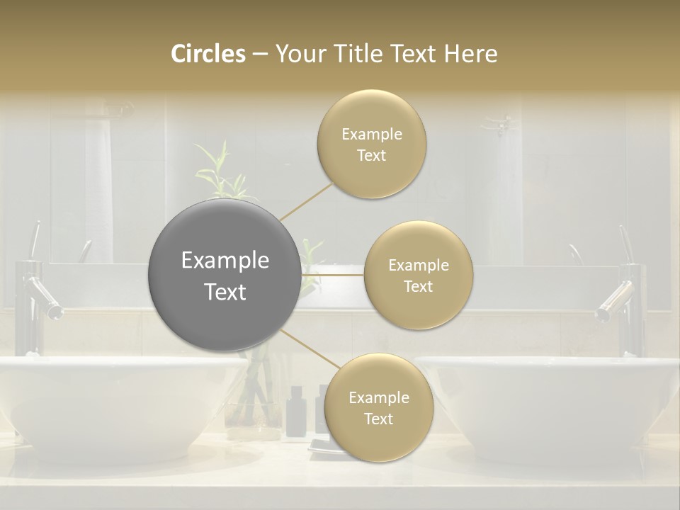 A Bathroom With Two Sinks And A Bamboo Plant PowerPoint Template