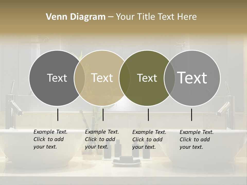 A Bathroom With Two Sinks And A Bamboo Plant PowerPoint Template