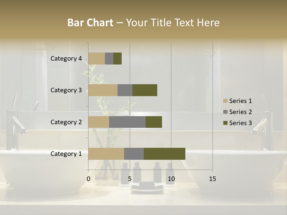 A Bathroom With Two Sinks And A Bamboo Plant PowerPoint Template