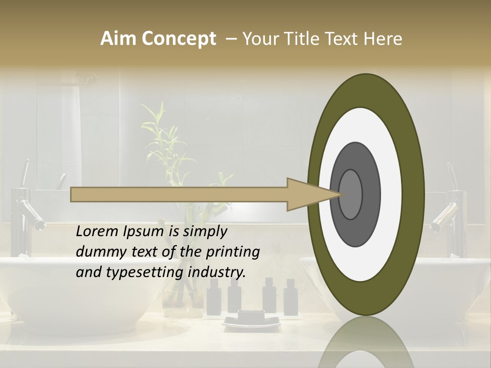 A Bathroom With Two Sinks And A Bamboo Plant PowerPoint Template