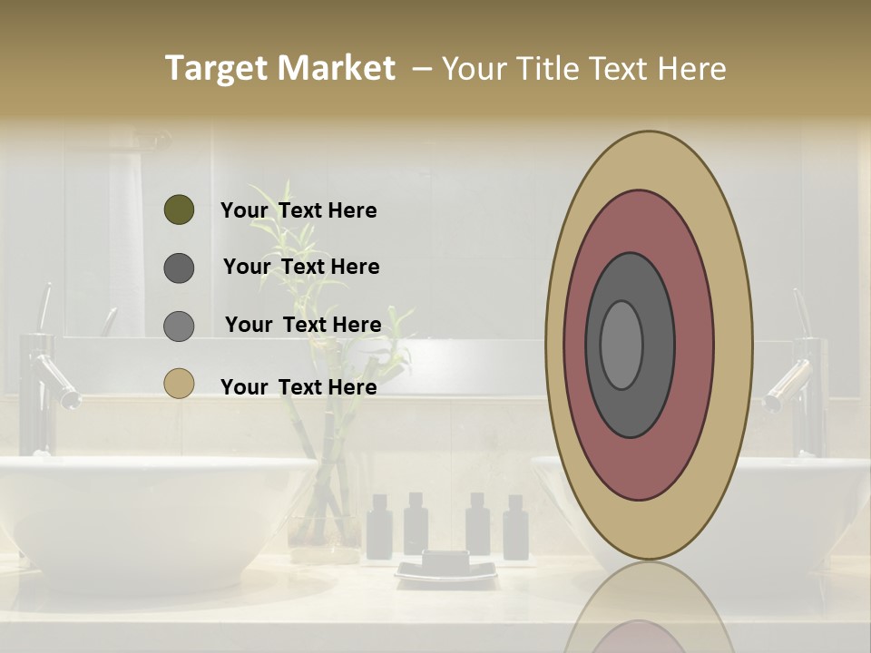 A Bathroom With Two Sinks And A Bamboo Plant PowerPoint Template