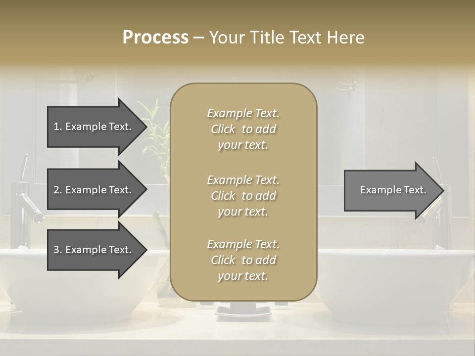 A Bathroom With Two Sinks And A Bamboo Plant PowerPoint Template