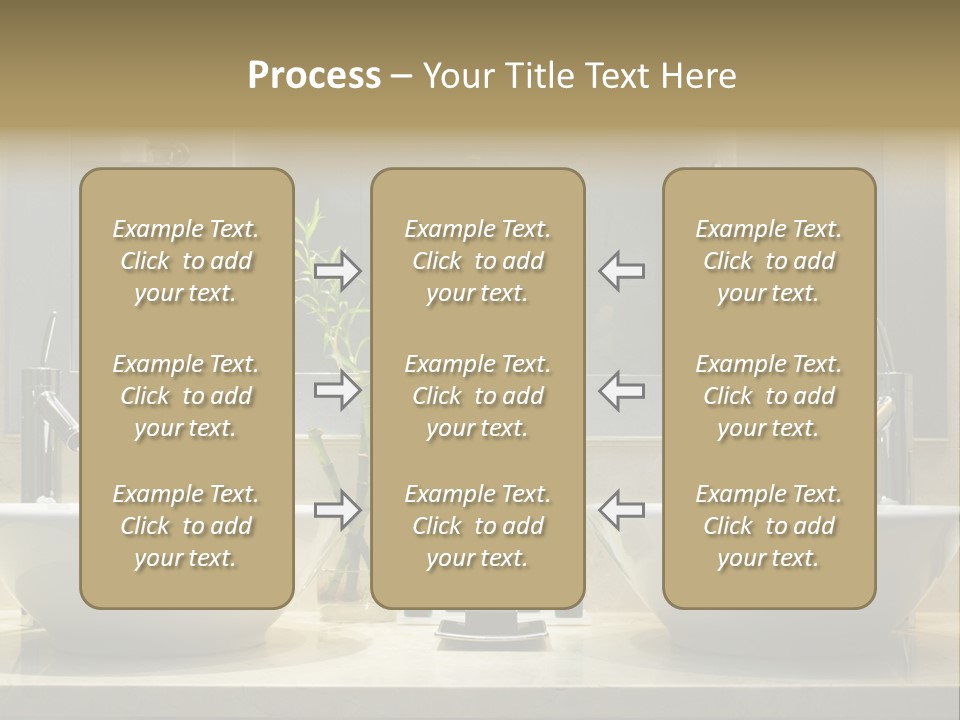 A Bathroom With Two Sinks And A Bamboo Plant PowerPoint Template