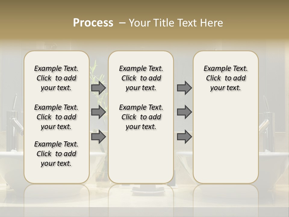 A Bathroom With Two Sinks And A Bamboo Plant PowerPoint Template