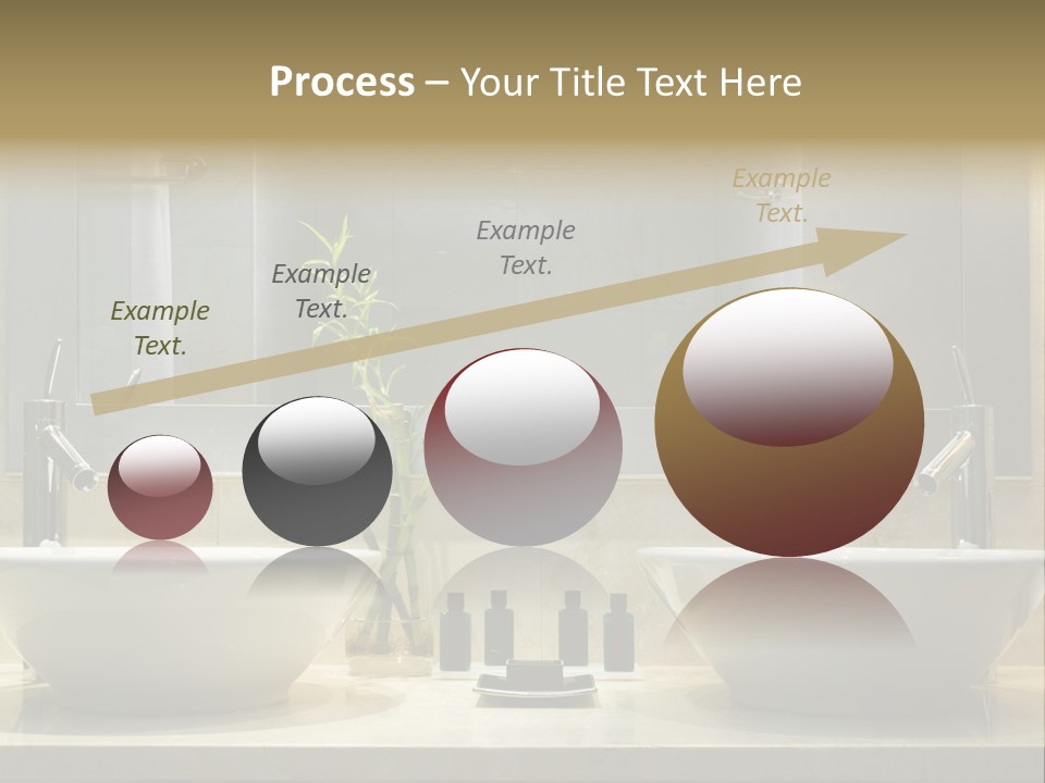 A Bathroom With Two Sinks And A Bamboo Plant PowerPoint Template