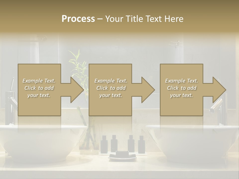 A Bathroom With Two Sinks And A Bamboo Plant PowerPoint Template