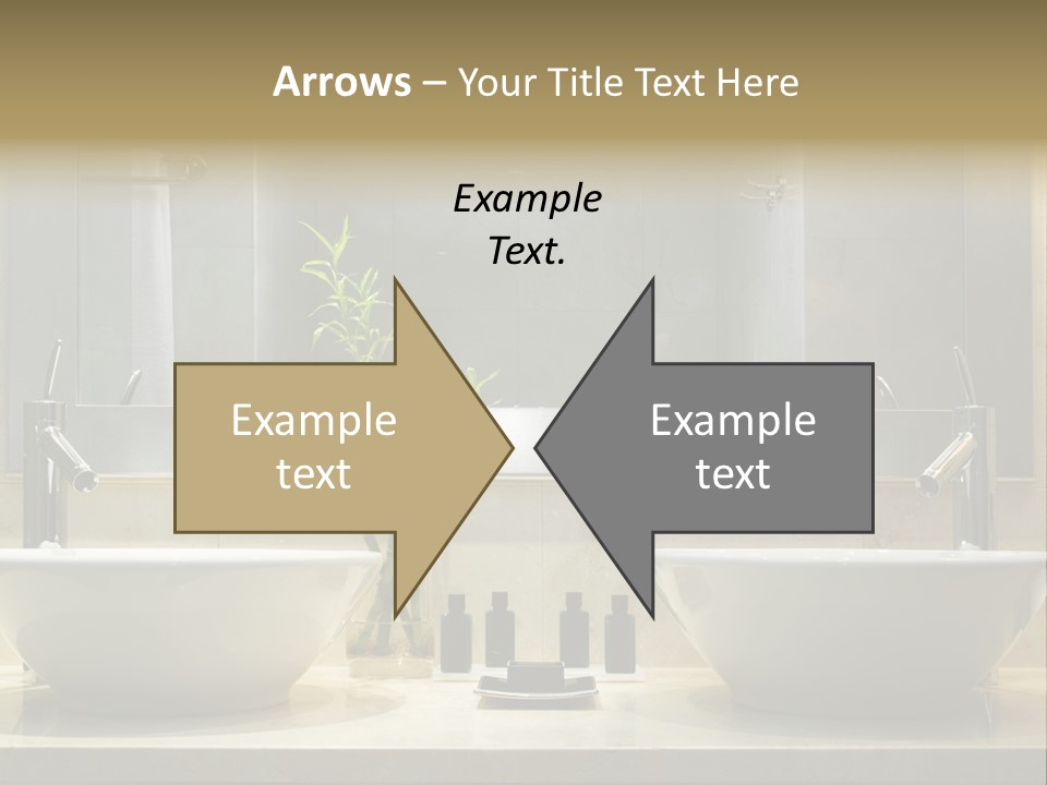 A Bathroom With Two Sinks And A Bamboo Plant PowerPoint Template