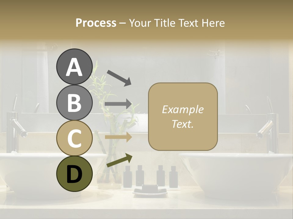 A Bathroom With Two Sinks And A Bamboo Plant PowerPoint Template