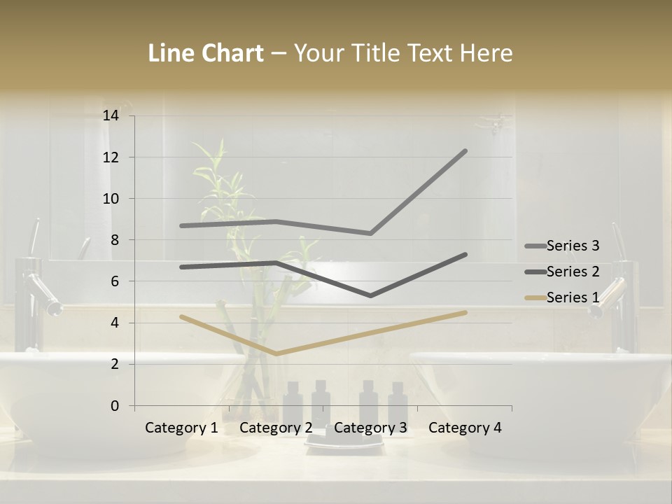 A Bathroom With Two Sinks And A Bamboo Plant PowerPoint Template