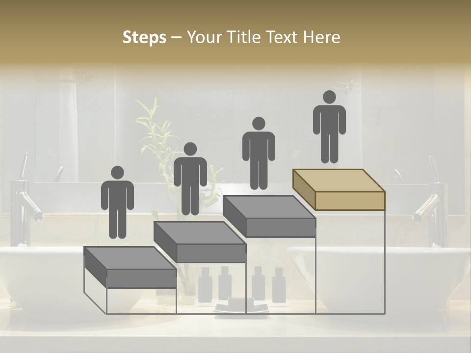 A Bathroom With Two Sinks And A Bamboo Plant PowerPoint Template