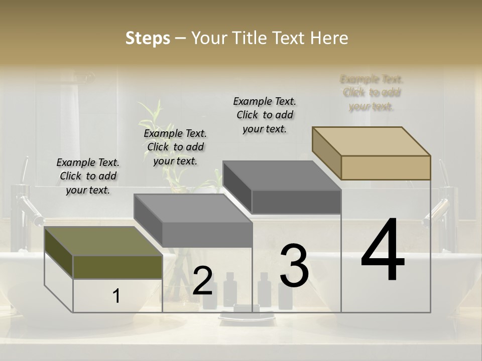 A Bathroom With Two Sinks And A Bamboo Plant PowerPoint Template