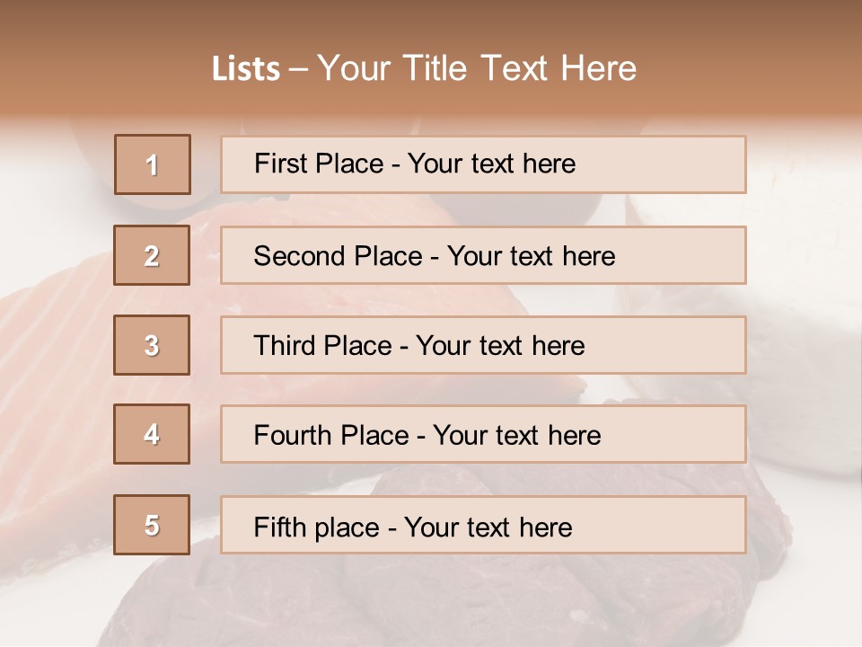 A Plate Of Meat, Eggs, And Cheese On A Table PowerPoint Template