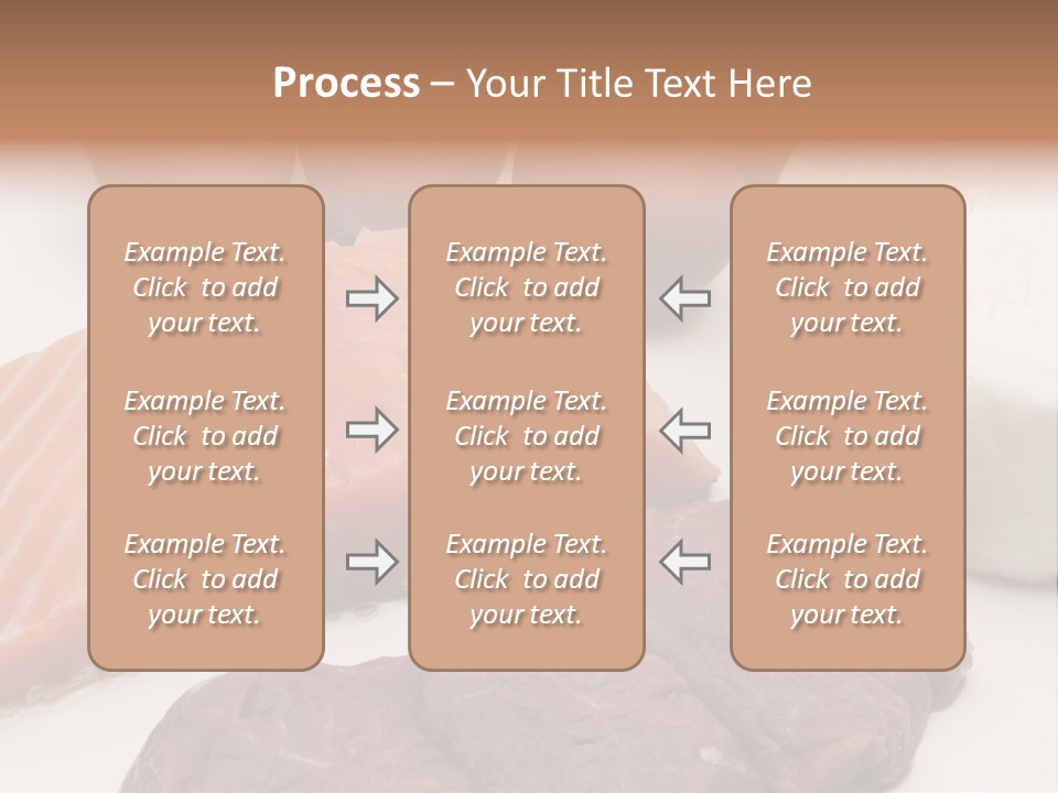 A Plate Of Meat, Eggs, And Cheese On A Table PowerPoint Template