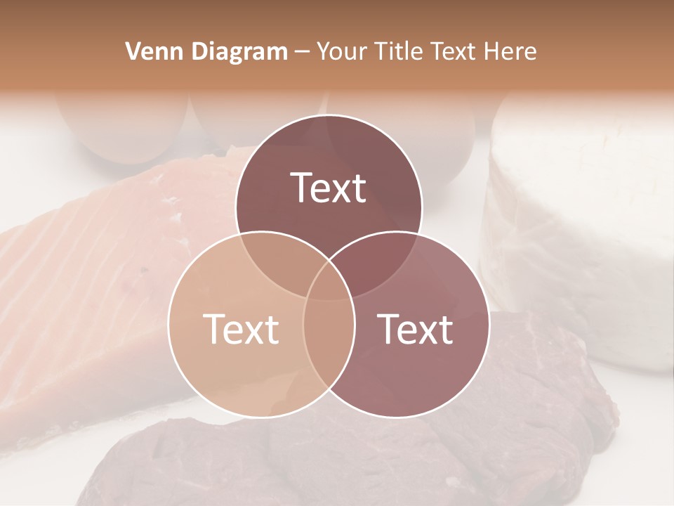 A Plate Of Meat, Eggs, And Cheese On A Table PowerPoint Template