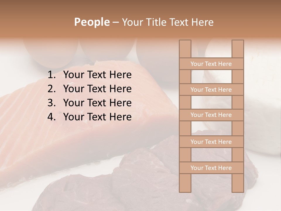 A Plate Of Meat, Eggs, And Cheese On A Table PowerPoint Template