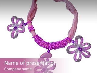 A Purple Necklace With Flowers On It PowerPoint Template