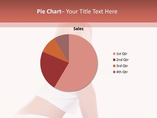 A Beautiful Woman In A White Bikini Sitting On A Bed PowerPoint Template