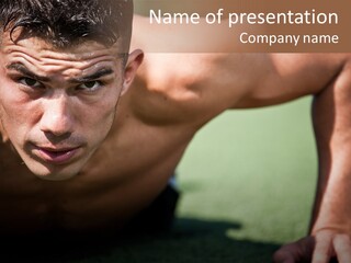 Athlete Sporty Pushup PowerPoint Template