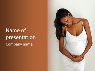 Pregnant Belly Black PowerPoint Template