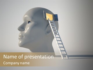 A White Head With A Ladder Leading To It PowerPoint Template