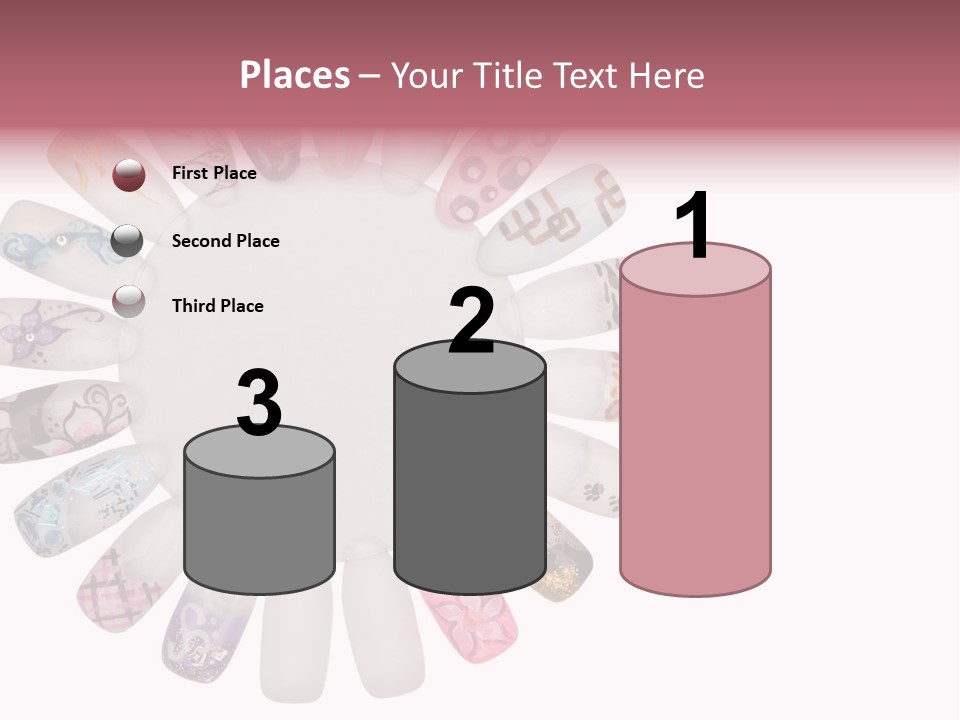 A Circle Of Nails With Different Designs On Them PowerPoint Template