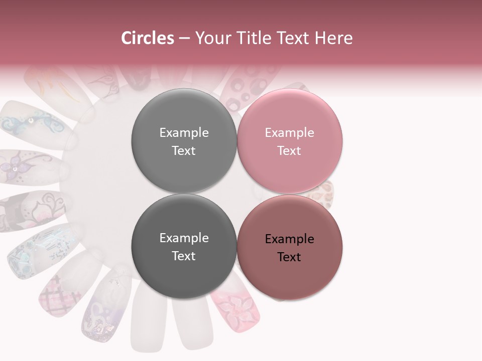 A Circle Of Nails With Different Designs On Them PowerPoint Template