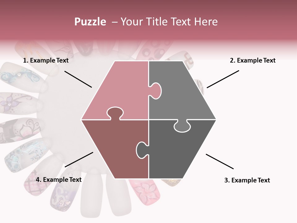 A Circle Of Nails With Different Designs On Them PowerPoint Template
