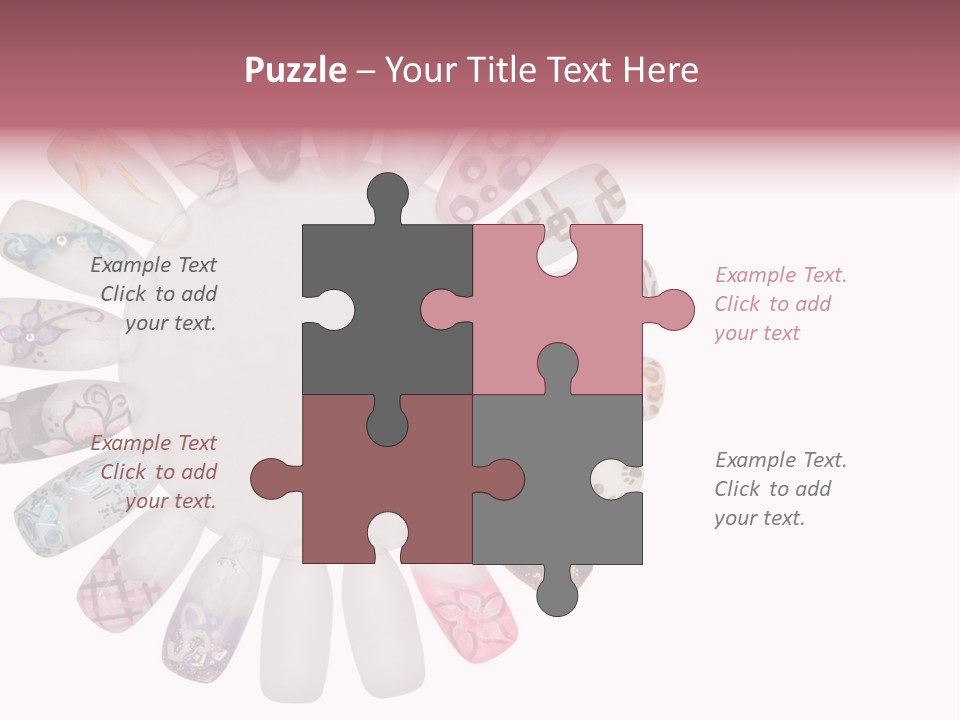 A Circle Of Nails With Different Designs On Them PowerPoint Template