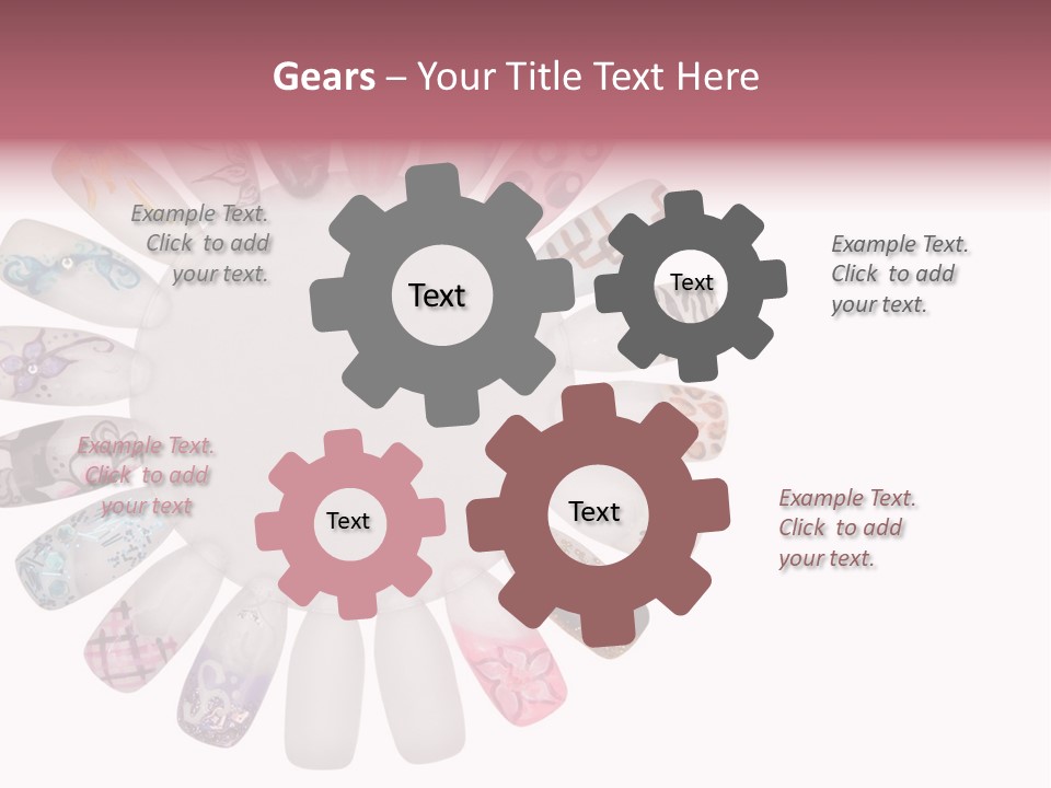 A Circle Of Nails With Different Designs On Them PowerPoint Template