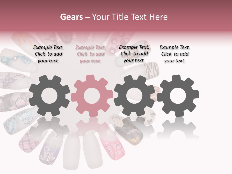 A Circle Of Nails With Different Designs On Them PowerPoint Template