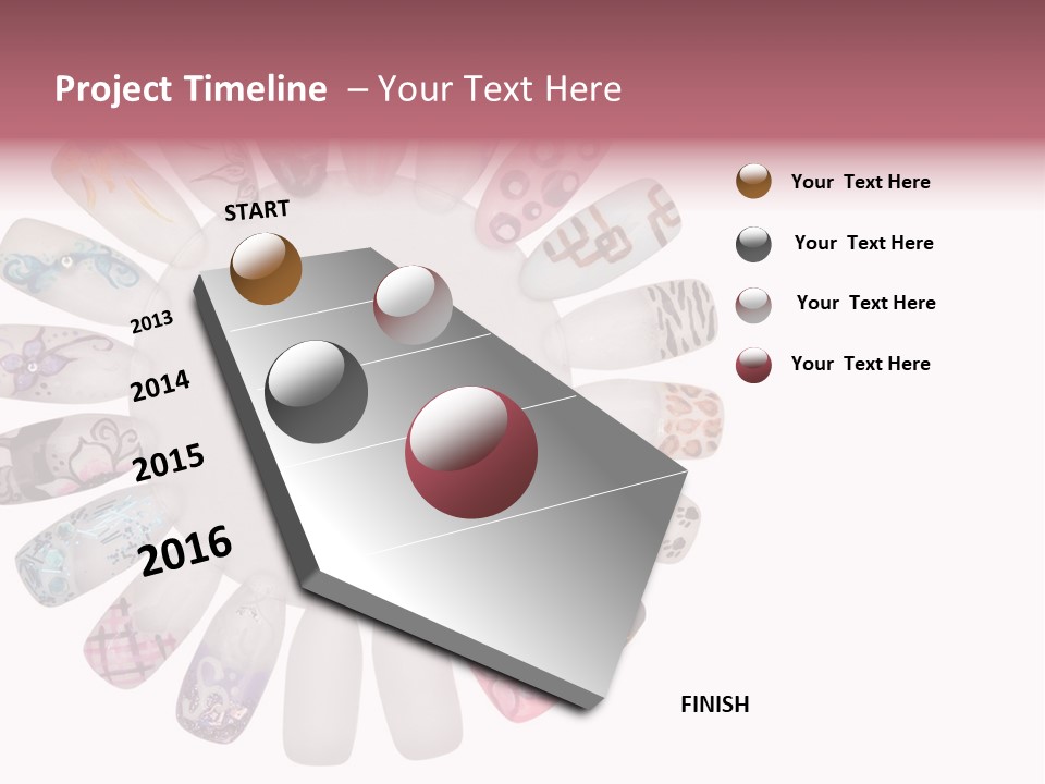 A Circle Of Nails With Different Designs On Them PowerPoint Template