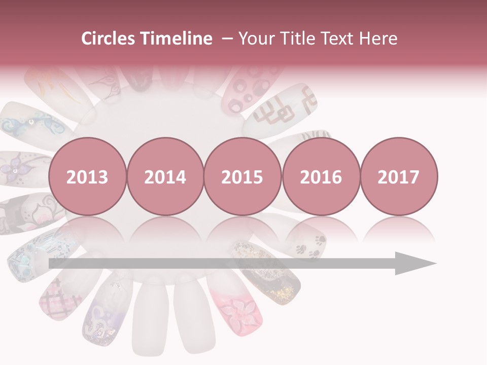 A Circle Of Nails With Different Designs On Them PowerPoint Template