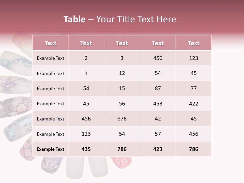 A Circle Of Nails With Different Designs On Them PowerPoint Template