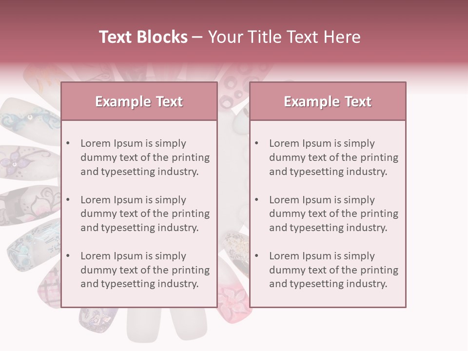 A Circle Of Nails With Different Designs On Them PowerPoint Template