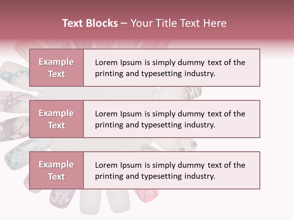 A Circle Of Nails With Different Designs On Them PowerPoint Template